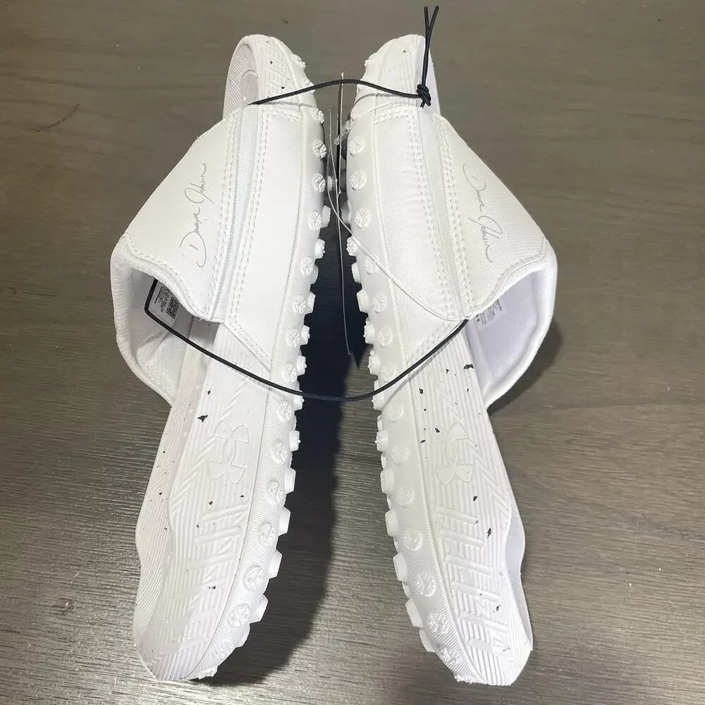 Under Armour Mens Size 7 Slides NEW Project Rock 3 White Halo Grey Womens 8.5